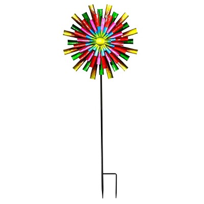 Alpine Prismatic Flower Iron Kinetic Wind Spinner Stake