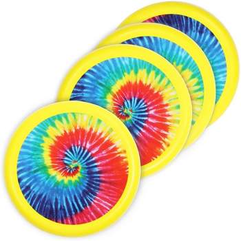 Blue Panda 4 Pack Outdoor Indoor Flying Disc Tie-Dye Toys for Kids, Beach Family Games, Yellow, 8 in