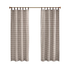 Gracie Mills Brianna Rustic Plaid Faux Leather Tab Top Curtain Panel - 1 of 4