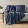 JUJABU 50"x60" Cotton Knit Throw Blanket for Couch, Bed or Chair, Lightweight All-Season Use, Blue - 3 of 4
