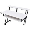PAGED Contemporary Computer Desk Music Recording Studio Desk with Wooden Top for Living Room, Metal Frame Base with Caster Wheels - 3 of 4