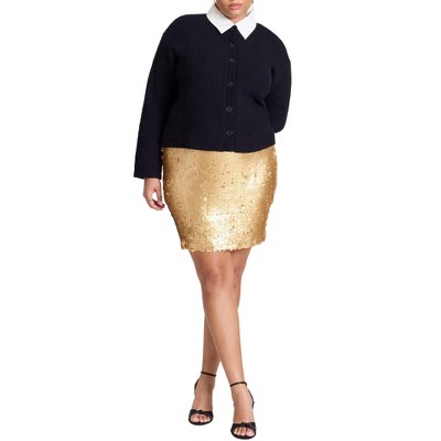 ELOQUII Women's Plus Size Paillette Sequin Mini Skirt