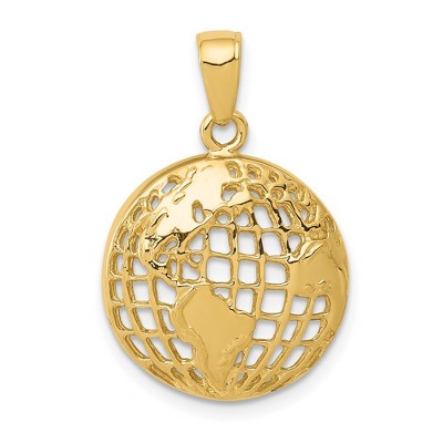 Black Bow Jewelry 14k Yellow Gold 16mm Concaved Globe Pendant