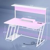 Aheaplus Gaming Desk with Hutch and LED Lights, Computer Table with Storage Shelves - 3 of 4