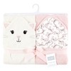 Hudson Baby Infant Girl Cotton Animal Face Hooded Towel, Pink Bow Kitty, One Size - 2 of 4