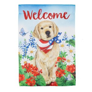 Evergreen Dog with Patriotic Bandana Garden Suede Flag 12.5 x 18 Inches Indoor Outdoor Decor - 1 of 4