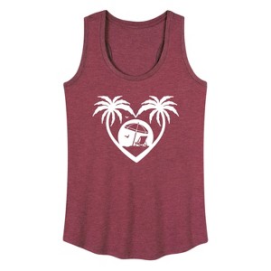 Women's - Instant Message - Palm Trees Heart Scene Graphic Racerback Tank - 1 of 4