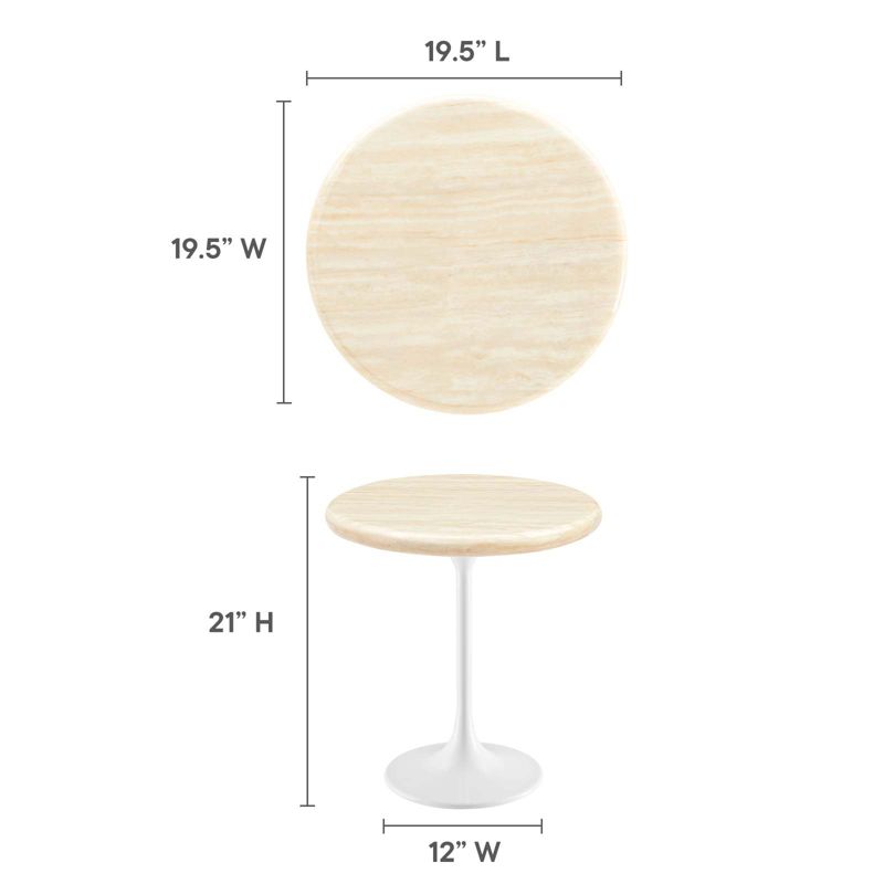 Modway Lippa 20 Inch Round Artificial Travertine Side Table, 5 of 9