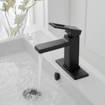 Matte Black Single-Handle Bathroom Faucet with Drain Assembly