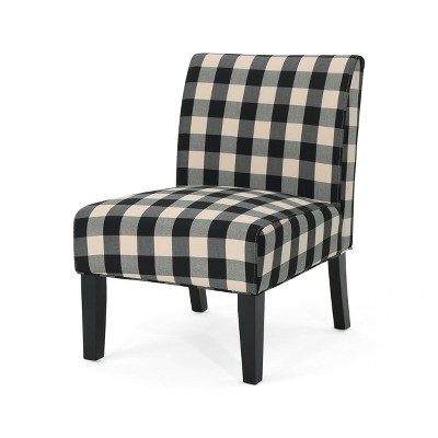Kassi Farmhouse Accent Chair Black Checkerboard - Christopher Knight Home