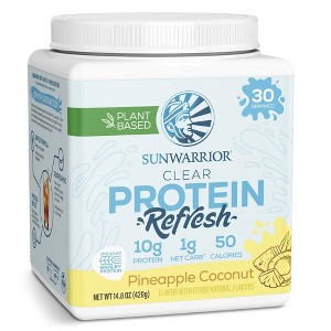 CLEAR Protein Refresh Protein Powder, Plant Based Protein Powder, Sunwarrior, Pineapple Coconut, 420g - 1 of 4