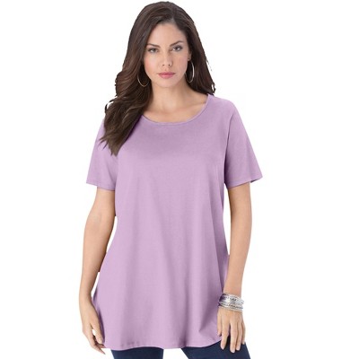 Roaman's Women's Plus Size Swing Ultimate Tee With Keyhole Back