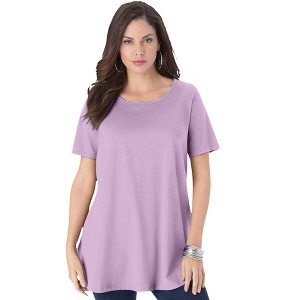 Roaman's Women's Plus Size Ultimate Swing Tee With Keyhole Back - 1 of 4