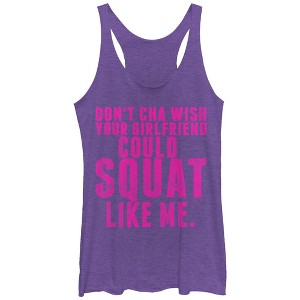 Women's CHIN UP Squat Like Me Racerback Tank Top - 1 of 3