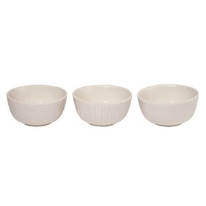 VIP Stoneware 4 in. White Textured Bowls Hobnail Set of 3 - 1 of 2