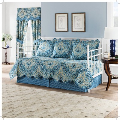 Blue Damask Moonlit Shadows Reversible Daybed Set 5pc - Waverly