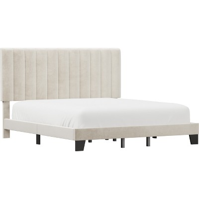 King Crestone Upholstered Adjustable Height Platform Bed Cream - Hillsdale Furniture