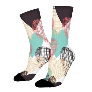 Colored Hearts Women Printed Crew Socks Funny Funky Socks Soft Polyester Novelty Gifts for Artists Men - 1 of 1