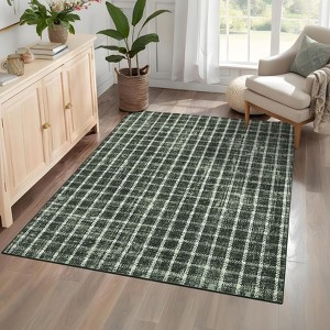 Machine Washable Modern Plaid Area Rug Soft Non Slip Rug Indoor Accent Decorative Printed Rug Low Pile Foldable Carpet for Living Room Bedroom - 1 of 4