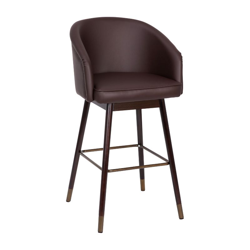 Emma and Oliver Upholstered  Bar Height Dining Stool with Wood Frame, 1 of 12