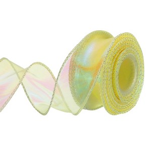 Unique Bargains Gift Wrapping Wide Sheer Wired Pastel Shimmer Iridescent Chiffon Ribbons 1 Pc - 1 of 4