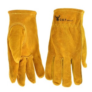 JustForKids Cowhide Leather Kids Garden Gloves Medium Yellow (5013M) - 1 of 4