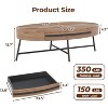 47.2" Oval Coffee Table with Drawer - Mid-Century Modern Wooden Center Table with Cross Metal Legs, Rustic Storage Table for Living Room - 2 of 4