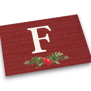 Personalization Mall Nostalgic Noel Burgundy Doormat, 18 x 27 - 1 of 1
