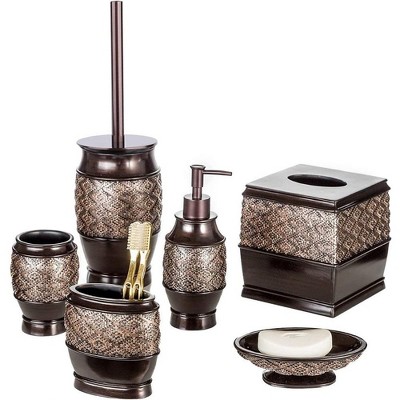 Creative Scents Silver Mosaic 6 Piece Bathroom Accessories Set : Target