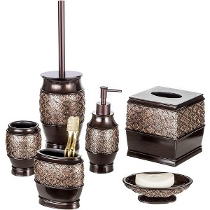 Creative Scents Dublin Brown 6-Piece Bathroom Accessories Set - 1 of 4