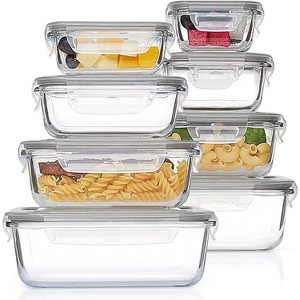 8 Pack Glass Food Storage Containers with Airtight Lids, Lunch Office Meal for Microwave, Oven, Freezer and Dishwasher, BPA Free - 1 of 4
