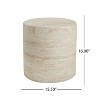 Christopher Knight Home Urkta Cylindrical Light Weight Concrete Side Table, Travertine - 3 of 4