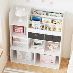 Open Shelf Bookcase and Bookshelf, Floor Standing 8 Cube Bookshelf with Storage Drawers Display Shelves, 47.8in Wooden Bookshelf - 1 of 4