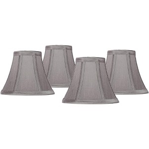 Springcrest Set of 4 Bell Chip Chandelier Lamp Shades Pewter Gray Small 3" Top x 6" Bottom x 5" High Candelabra Clip-On Fitting - 1 of 4
