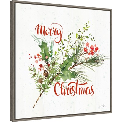 Merry Christmas Framed Canvas Wall Art 22" x 22"