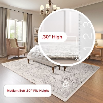 Ivory Rectangular Easy Care Synthetic Area Rug, 52" x 24"