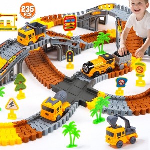 Skirfy 275 PCS Dinosaur World Race Track Toys, Flexible Dinosaur Train Tracks Playset with 2 Dinosaur Cars and 8 Dinosaur Figures - 1 of 4