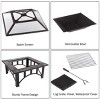 Fire Pit Table 33-Inch Square Wood Burning Outdoor Fireplace with 25lbs Box of Fatwood Kindling Wood, Screen, Cover, and Log Poker by Pure Garden - 2 of 4