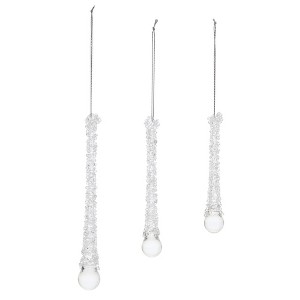 Clear Beaded Glass Icicle Drop Ornament (Set of 12) - 1 of 4