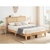King Size Bed Frame, Natural Rattan Headboard Bed Frame with Led Lights,Noise-Free Platform with Wooden Support Legs and Slats, No Box Spring Needed - 4 of 4