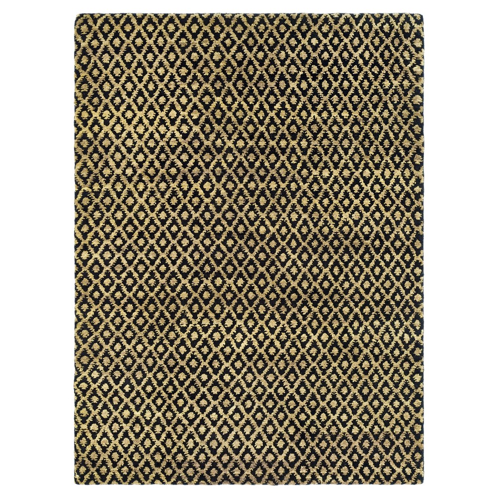 Black/Gold Geometric Tufted Accent Rug 2'x3'