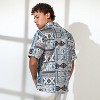 Campus Sutra Men Men's Sky Blue & Cloud Grey Bohemian Impressions Oversized Shirt - 4 of 4