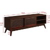 VYNXARIA 59 Inch Mid Century Modern Rattan TV Stand for 65 Inch TV, Entertainment Cabinet, Solid Wood Feet & Rattan Cabinet Doors,Dark Wood - 4 of 4