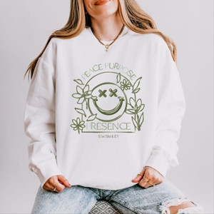 S.W.Smiley Peace Purpose Presence - Women's Lightweight Garment Dyed Sweatshirt - 1 of 4