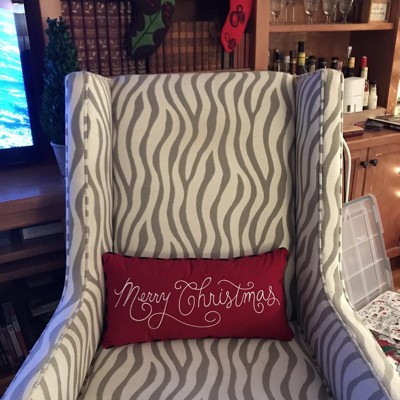 C&f Home 10" X 20" Merry Christmas Applique & Embroidered Throw Pillow ...