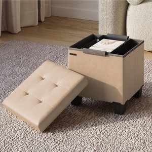 StorageBud Storage Ottoman for Bedroom End of Bed, Faux Leather Storage Bench, Large Storage Ottoman Bench, Entryway Bench with Storage - 1 of 4