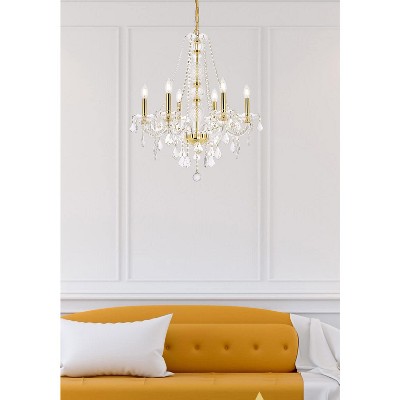 Elegant 24" Chrome Chandelier with Clear Crystal Trim