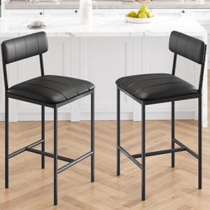 Bar Stools Set of 2, Upholstered Height Bar Stools with Backrest and Footrest, Kitchen Barstools for Island,Counter Bar, Easy Assembly, Rustic Brown - 1 of 4