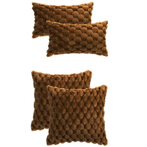 Unique Bargains Sofa Couch Home Decorative Soft Faux Fur Fuzzy Plush Throw Pillow Covers 4 Pcs - 1 of 4