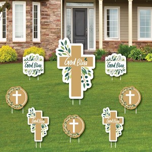 Big Dot of Happiness Elegant Cross - Yard Sign and Outdoor Lawn Decorations - Religious Party Yard Signs - Set of 8 - 1 of 4